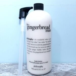 32 Oz NWT Philosophy The Gingerbread Man Body Lotion Moisturizer w Pump White